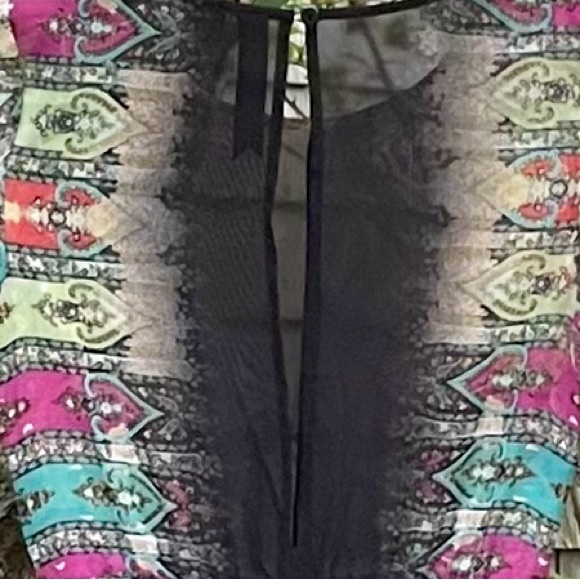 Anthropology Petticoat Alley. Long, Sheer Multi Color Bohemian Dress. Small - Picture 9 of 9
